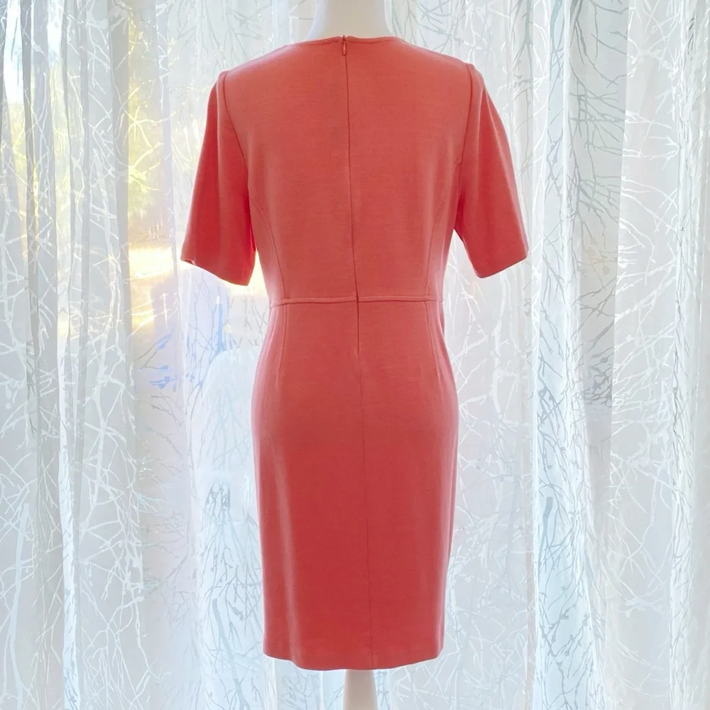 St. John light pink knit short sleeve midi shift dress - Picture 5 of 9